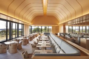 Amanemu Seats 50 for breakfast, lunch and dinner, with a coffered roof and inspired by traditional Japanese izakaya dining houses