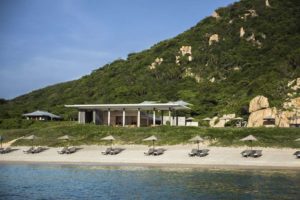 Amanoi Beach Club restaurant view from the private beach