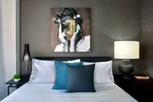 Hotel Zelos San Francisco Bedroom in the Corner King Guestroom