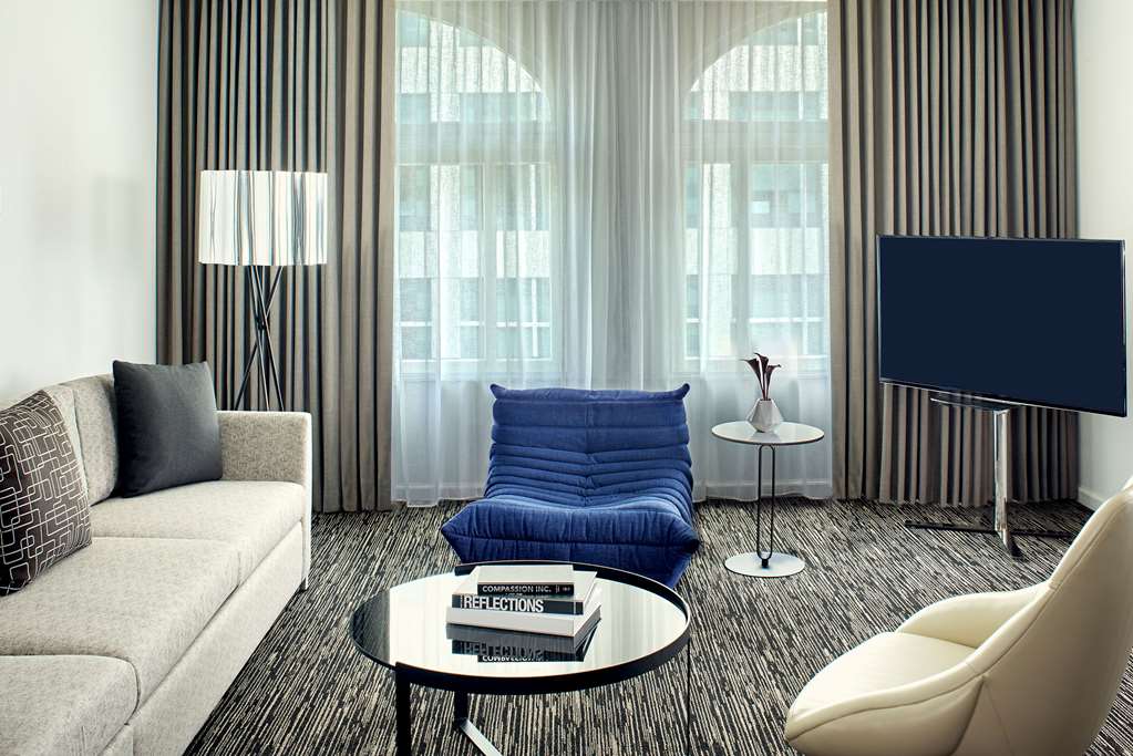 Hotel Zelos San Francisco Hotel Zelos Deluxe Suite living area and seating.