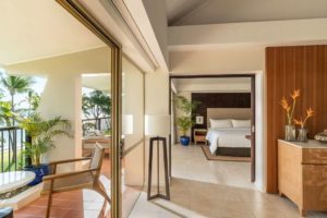 Shangri Las Fijian Resort and Spa Yanuca reef suite overview with view to balcony