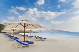 Kempinski Hotel Aqaba Private white sandy beach.