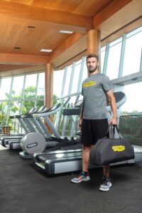 Hotel Indonesia Kempinski Jakarta In-room gym set from Technogym which can be used for more than 200 total-body exercises