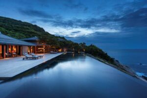 Amanoi Amanoi Vietnam Accommodation Three bedroom Amanoi Ocean Pool Family Residence Aerial Living Room Gazebo Pool With Ocean View